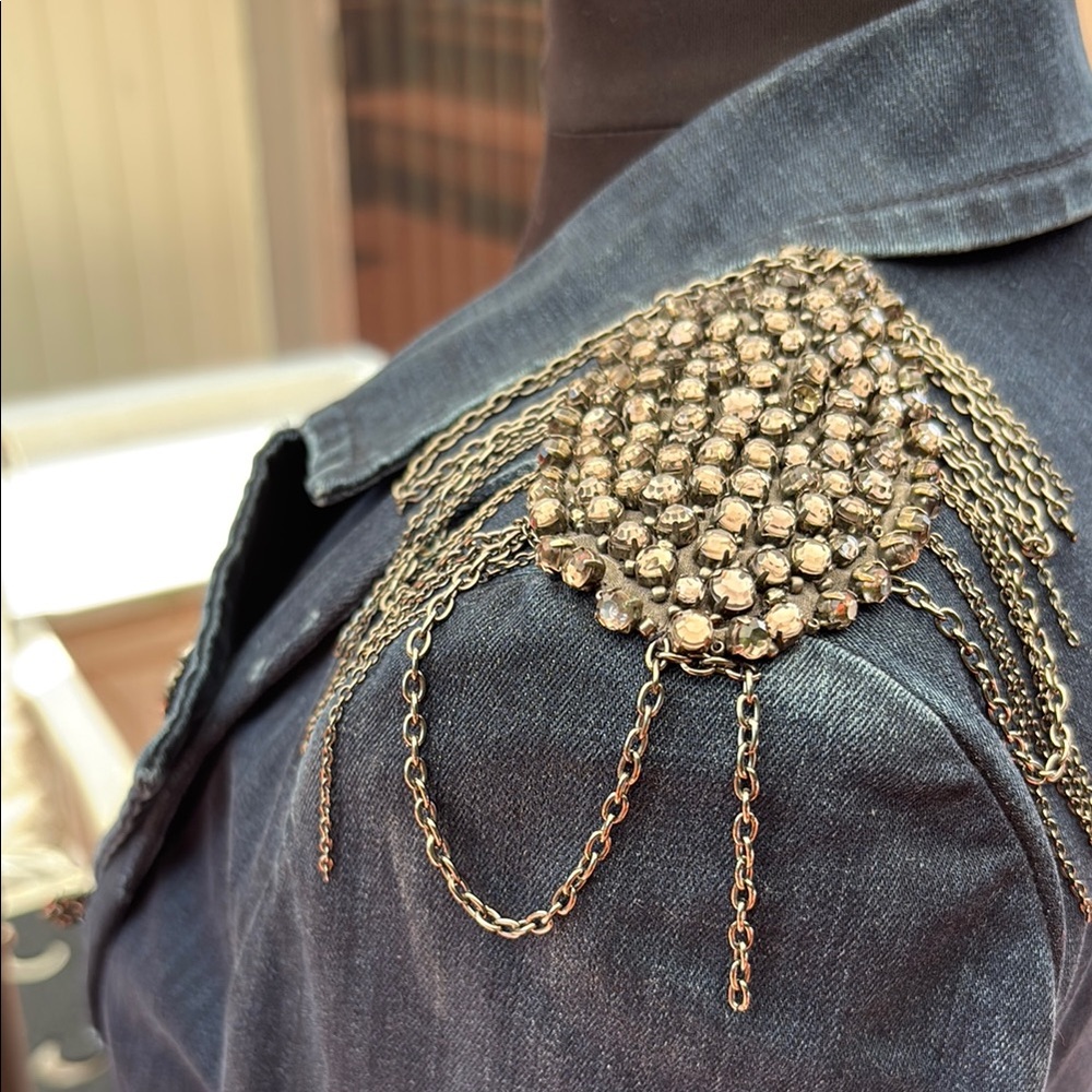 Alice + Olivia Blue Embellished Blazer-Excellent Condition- no missing stones - Picture 6 of 14